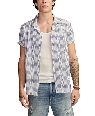 Lucky Brand Men's Ikat Camp Collar Short Sleeve Shirt