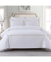 Egyptian Linens Adeline 100% Cotton Percale Embroidered Duvet Cover Set