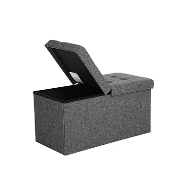 Slickblue 21.1-Gal Storage Ottoman Bench, Folding Storage Chest, Footstool with Flip-Up Lid, Padded Seat