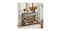 Slickblue Shoe Rack Organizer, With 2 Drawers And 4 Shelves, Industrial, Holds Up To 14 Pairs Of Shoes