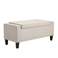 Homcom Recgular Tufted Linen Storage Ottoman Bench with Flipping Top