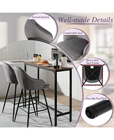 Sugift 2 Pieces 29.5 Inch Pub Height Swivel Velvet Bar Stools with Metal Legs