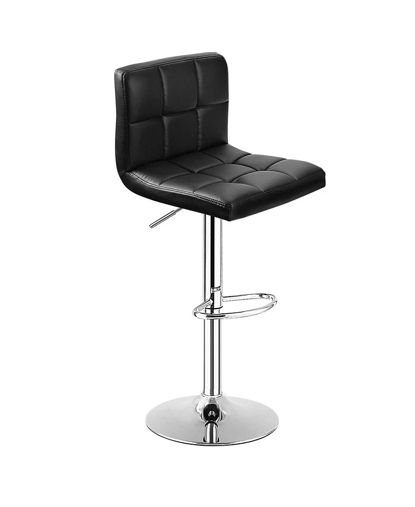 Sugift Armless Pu Leather Bar Stool with Adjustable Height and Swivel Seat