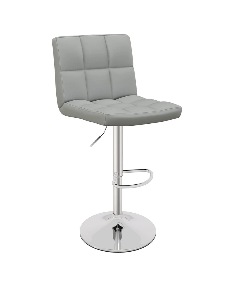 Sugift Armless Pu Leather Bar Stool with Adjustable Height and Swivel Seat