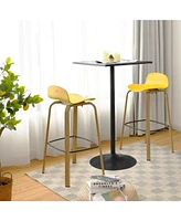 Sugift Set of 2 Modern Barstools Pub Chairs with Low Back and Metal Legs