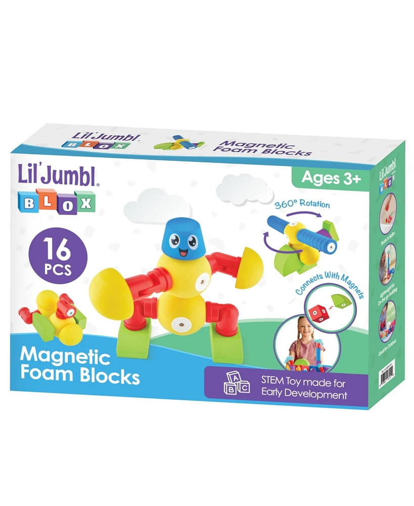 Lil' Jumbl Blox Foam Magnetic Building Blocks Play Set