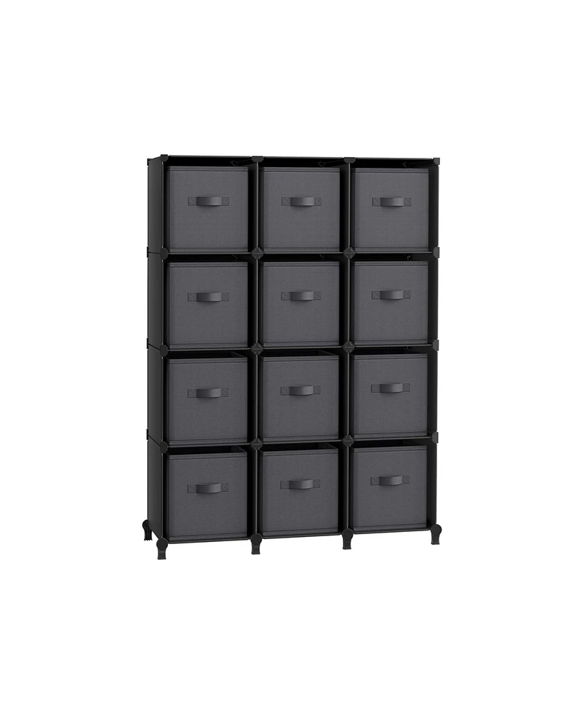 Slickblue Cube Storage Organizer with Boxes, Customizable Shape, Bedroom, Living Room-12 Cubes