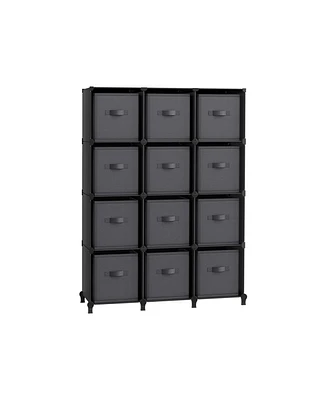 Slickblue Cube Storage Organizer with Boxes, Customizable Shape, Bedroom, Living Room-12 Cubes