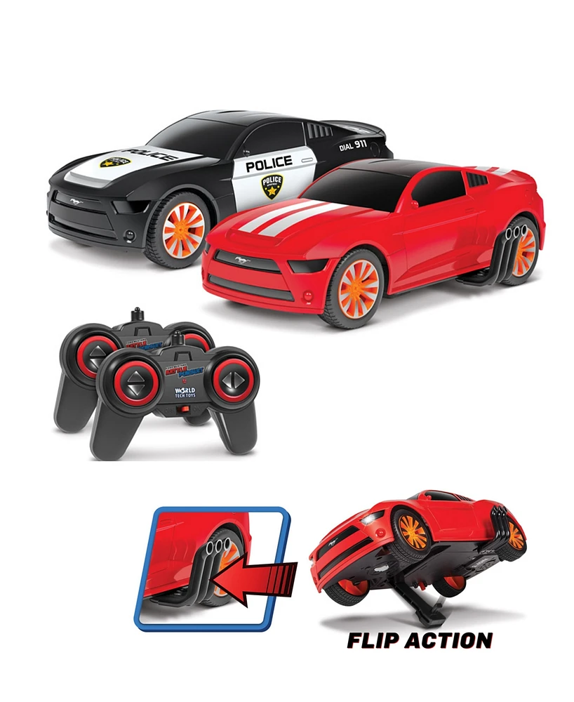 World Tech Toys 1:20 Officially Licensed Ford Mustang Battle Pursuit Flip Action Rc Cars Double Pack