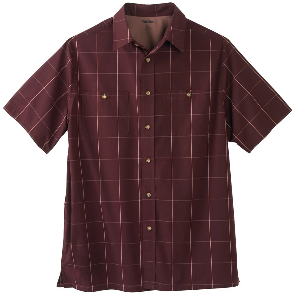 KingSize Big & Tall Short Sleeve Printed Check Sport Shirt