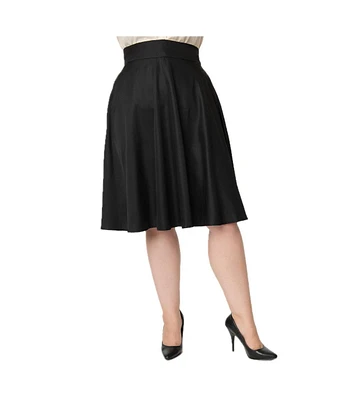 Unique Vintage Plus Retro Style High Waist Vivien Swing Skirt