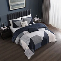 Bebejan Geo Fusion Bedding 200 Thread Count 100% Cotton Sateen 5 Piece Reversible Queen Comforter Set