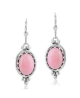 American West Jewelry Genuine Gemstone Sterling Silver Crown Detail Lever Back Earring