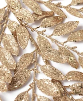 Holiday Lane Blessed Gold Sparkly Leaf Pick Ornament, Exclusively at Macy's