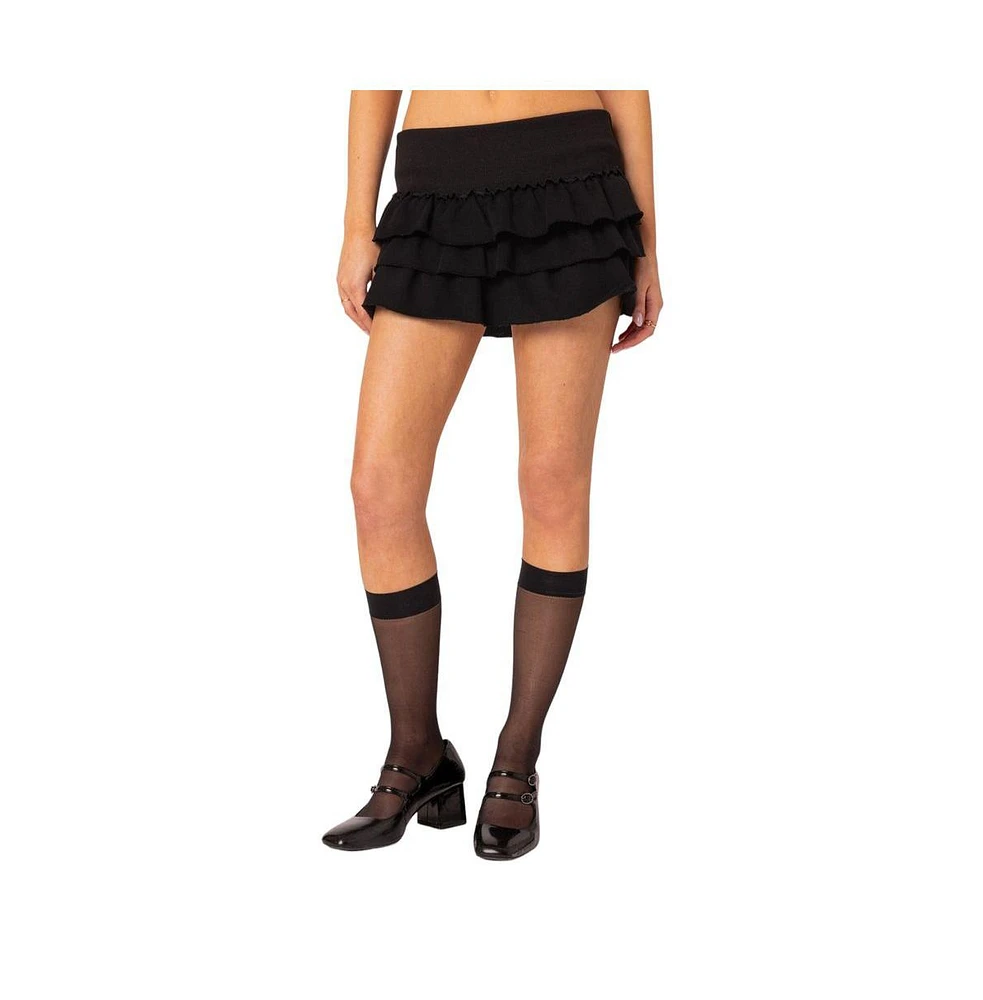 Edikted Women's Martina Ruffle Terry Mini Skirt