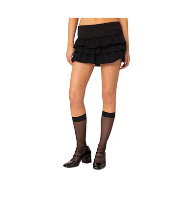 Edikted Women's Martina Ruffle Terry Mini Skirt