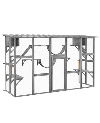 PawHut Catio Playground Cat Window Box Outside Enclosure