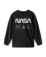 Nasa Boys Logo Patches Black Long Sleeve Shirt