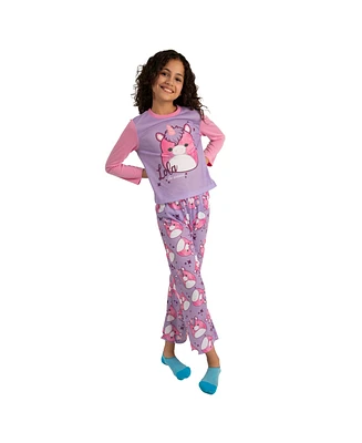 Squishmallows Girls Youth Lola the Unicorn 2-Piece Sleepwear Set with Long Sleeve Shirt and Sleep Pants