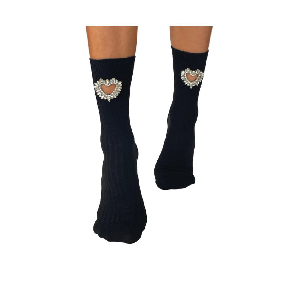 Stems Women's Crystal Heart Crew Socks