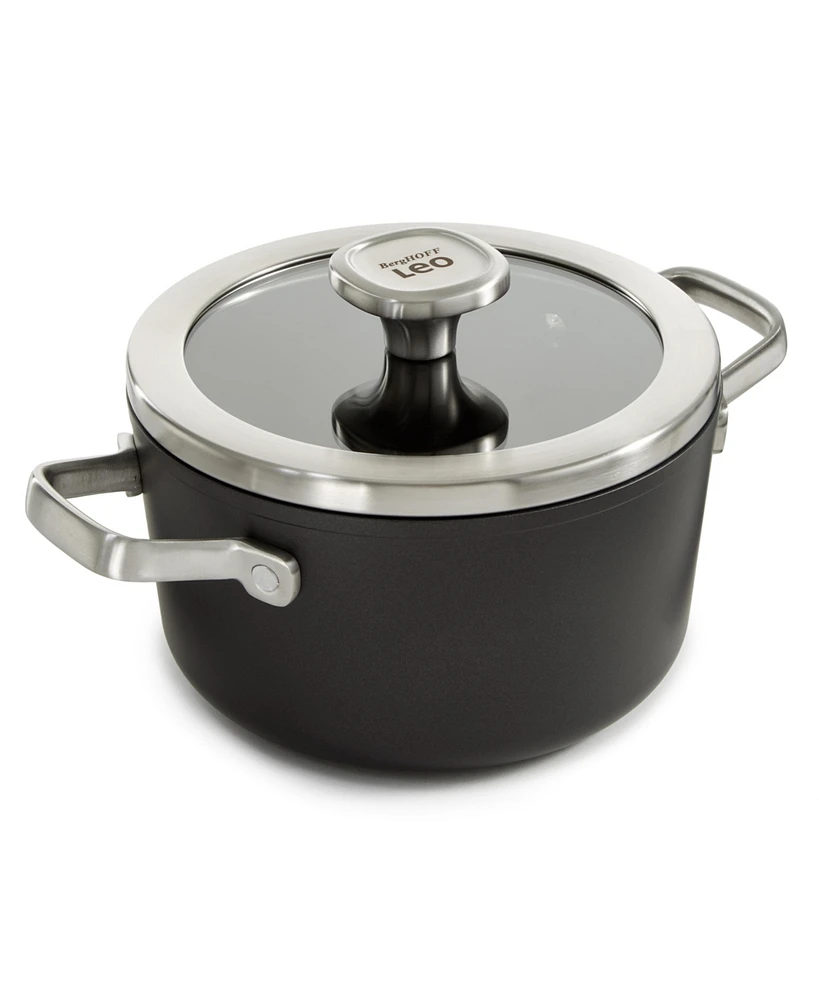 BergHOFF Graphite Non-stick Ceramic Stockpot 8", 3.3qt. With Glass Lid, Sustainable Recycled Material