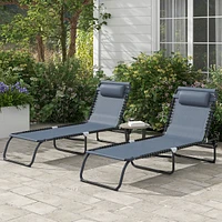 Outsunny 2 Chaise Lounge Pool Chairs, Folding, Reclining
