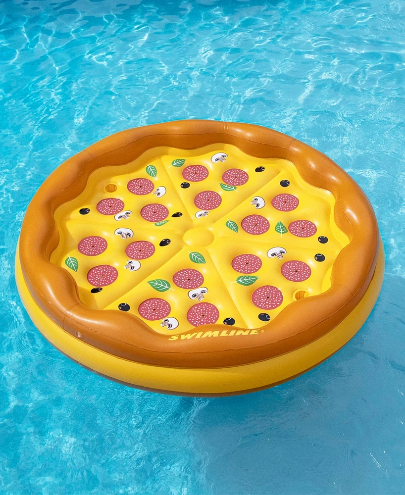 Swim Central 70" Inflatable Brown and Yellow Pizza Round Swimming Pool Raft Lounger