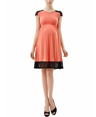 kimi + kai Maternity Lace Insert Skater Dress