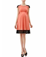 kimi + kai Maternity Lace Insert Skater Dress