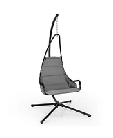 Costway Swing Chair with Stand Extra-wide and Cushioned Seat Outdoor Indoor Hanging Chair