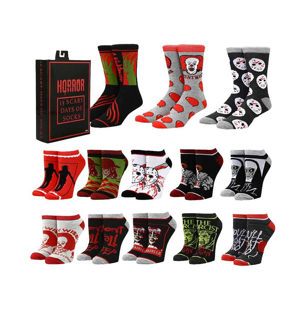 Friday the 13th Men's Warner Brothers Horror Icons 13-Pack Crew & Ankle Socks