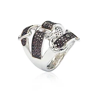 Suzy Levian New York Sterling Silver Cubic Zirconia Triple Buckle Ring