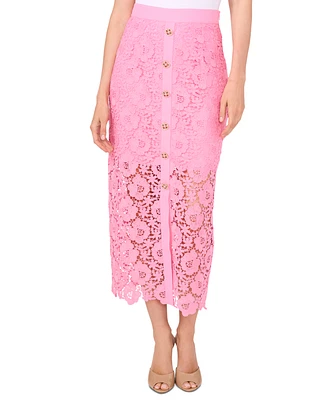CeCe Women's Lace Button-Detail Midi Skirt