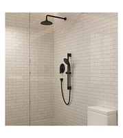 Mondawe 8" Wall Mounted Rainfall Thermostatic Shower System Set with Handheld Spray & Handlebar, Brushed Gold