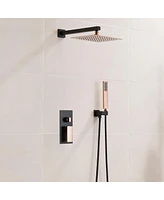 Mondawe 10" Wall Mounted Luxury Shower System Set with Handheld Spray, Rose Gold