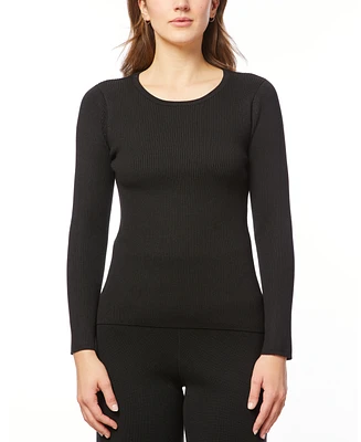 Melissa Paige Women's Petite Ribbed Scoop-Neck Sweater