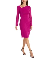 Maggy London Women's Asymmetric-Neck Long-Sleeve Bodycon Dress