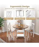 5 Piece Round Kitchen Dining Set with Drop Leaf Table Top