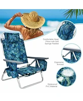 2 Pieces Folding Backpack Beach Chair with Pillow