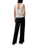 French Connection Women's Ennis Satin Lace-Trim Top