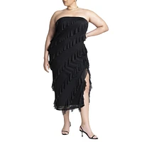 Eloquii Plus Size Ruffle Mesh Dress With Slit