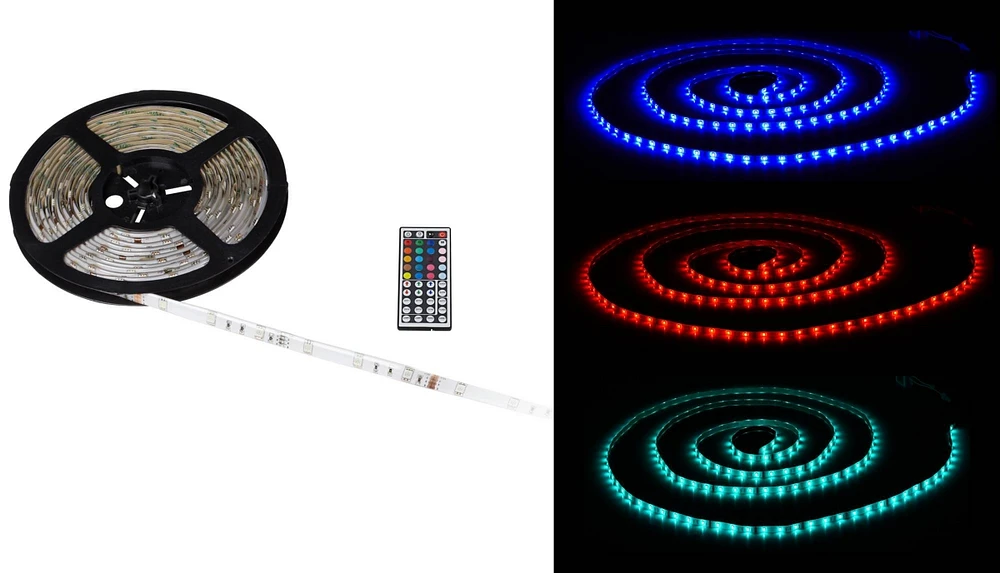 360 Lighting 16.5-Foot Long Water-Resistant Color Led Tape Light Kit - Multi