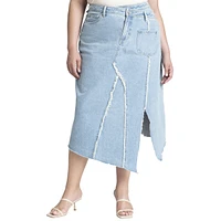 Eloquii Women's Deconstructed Denim Skirt