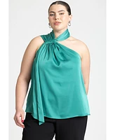 Eloquii Plus Draped Neckline Blouse With Ties