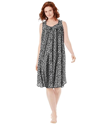 Dreams & Co. Plus Size Pintuck Cooling Sleeveless Sleepshirt