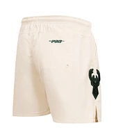 Pro Standard Men's Cream Milwaukee Bucks Triple Tonal Woven Shorts