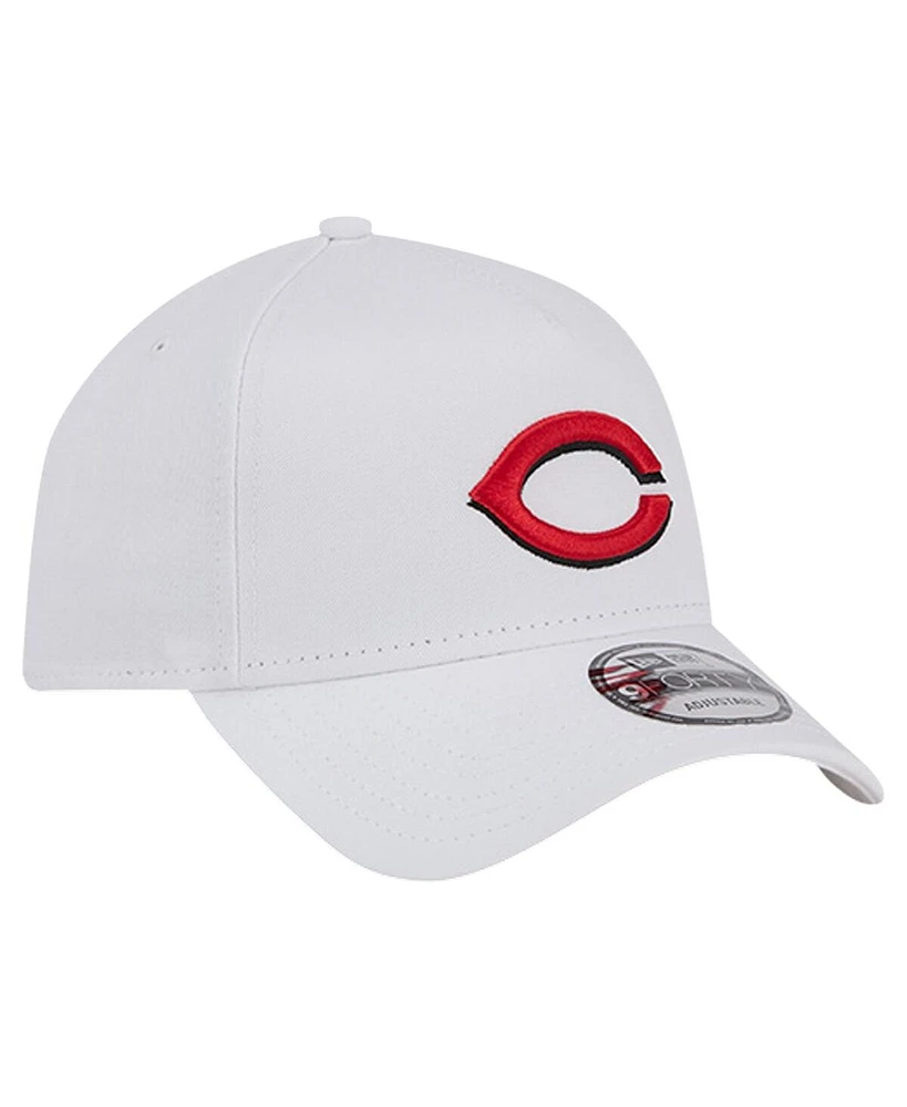 New Era Men's White Cincinnati Reds Tc A-Frame 9FORTY Adjustable Hat