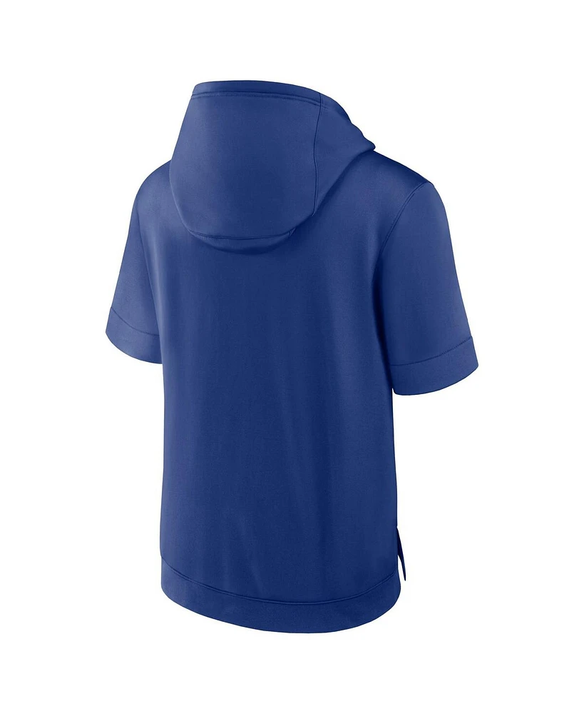 Nike Men's Royal Atlanta Braves City Connect Color Block Short Sleeve Pullover Hoodie