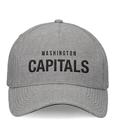 Fanatics Signature Men's Heather Gray Washington Capitals Elements A-Frame Leather Strapback Hat