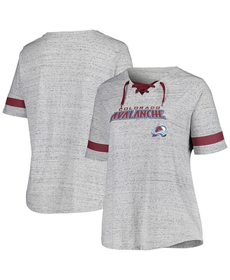 Fanatics Women's Heather Gray Colorado Avalanche Plus Size Lace-Up T-Shirt